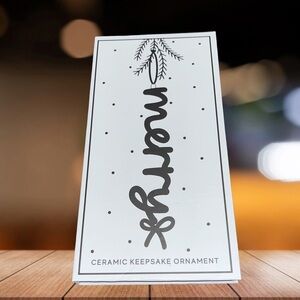 NIB! Santa Barbara Design Studio Holiday Ceramic Hanging Ornament 2" x 6" Merry